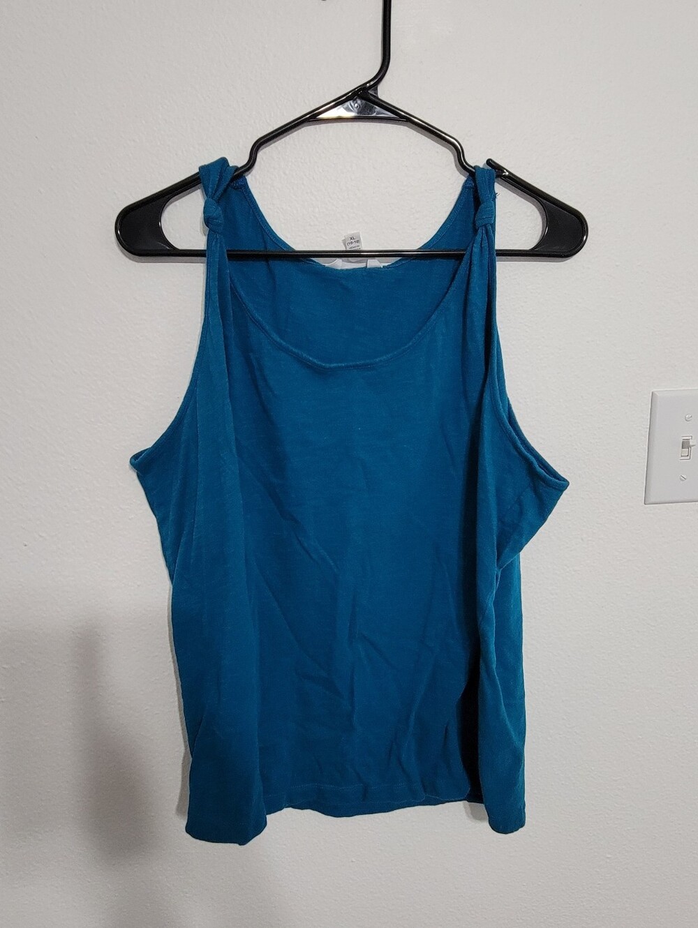 Time and Tru Teal Knot-Shoulder Tank